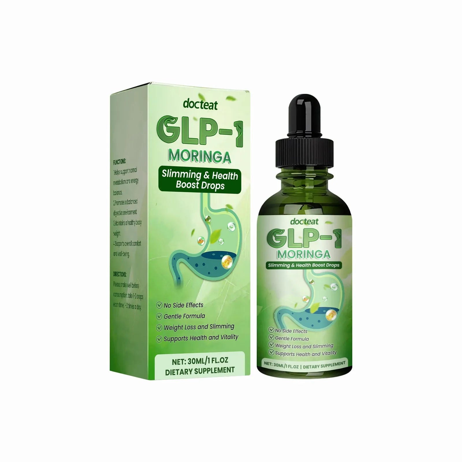 30ml glass droplet bottle of Vitamin B1 and TCM extract liquid body support supplement.
