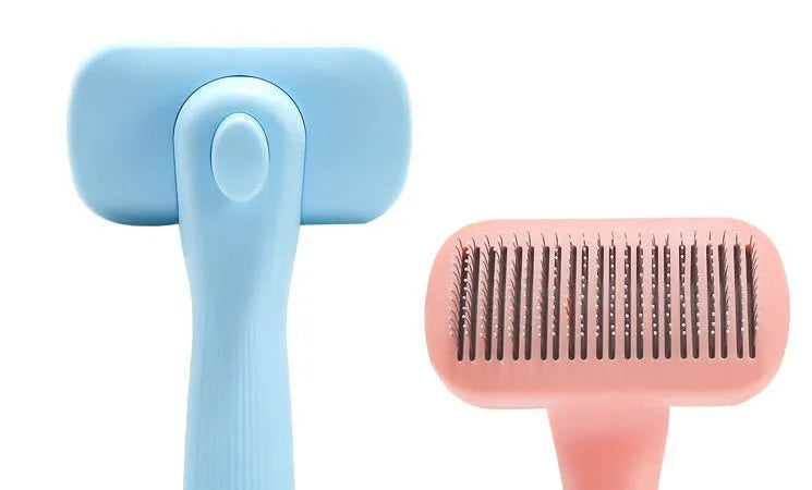 New Pet Needle Comb for dogs and cats, plastic construction, available in pink and blue, lightweight grooming brush