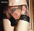 Men's printed ultra-thin briefs in ice silk mesh fabric on a mid-waist mannequin.