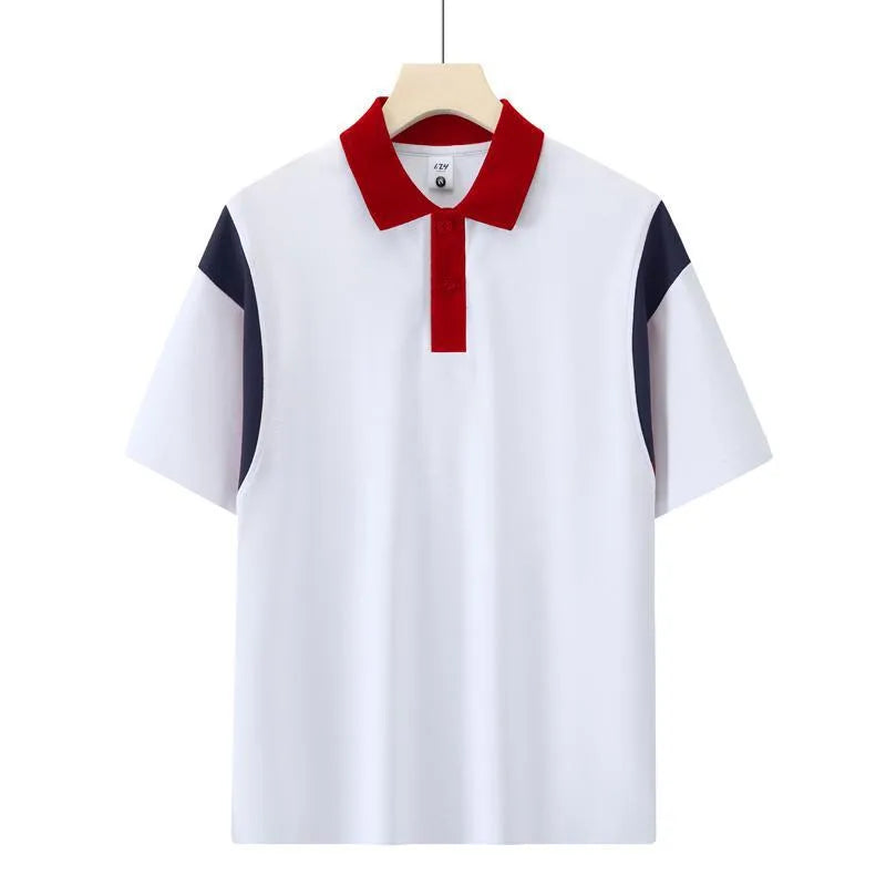 Man's black short sleeve cotton t-shirt with raglan sleeves, shown on a hanger.