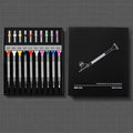 Ten-piece watch repair tool set with manual screwdriver and interchangeable heads for precision repair work