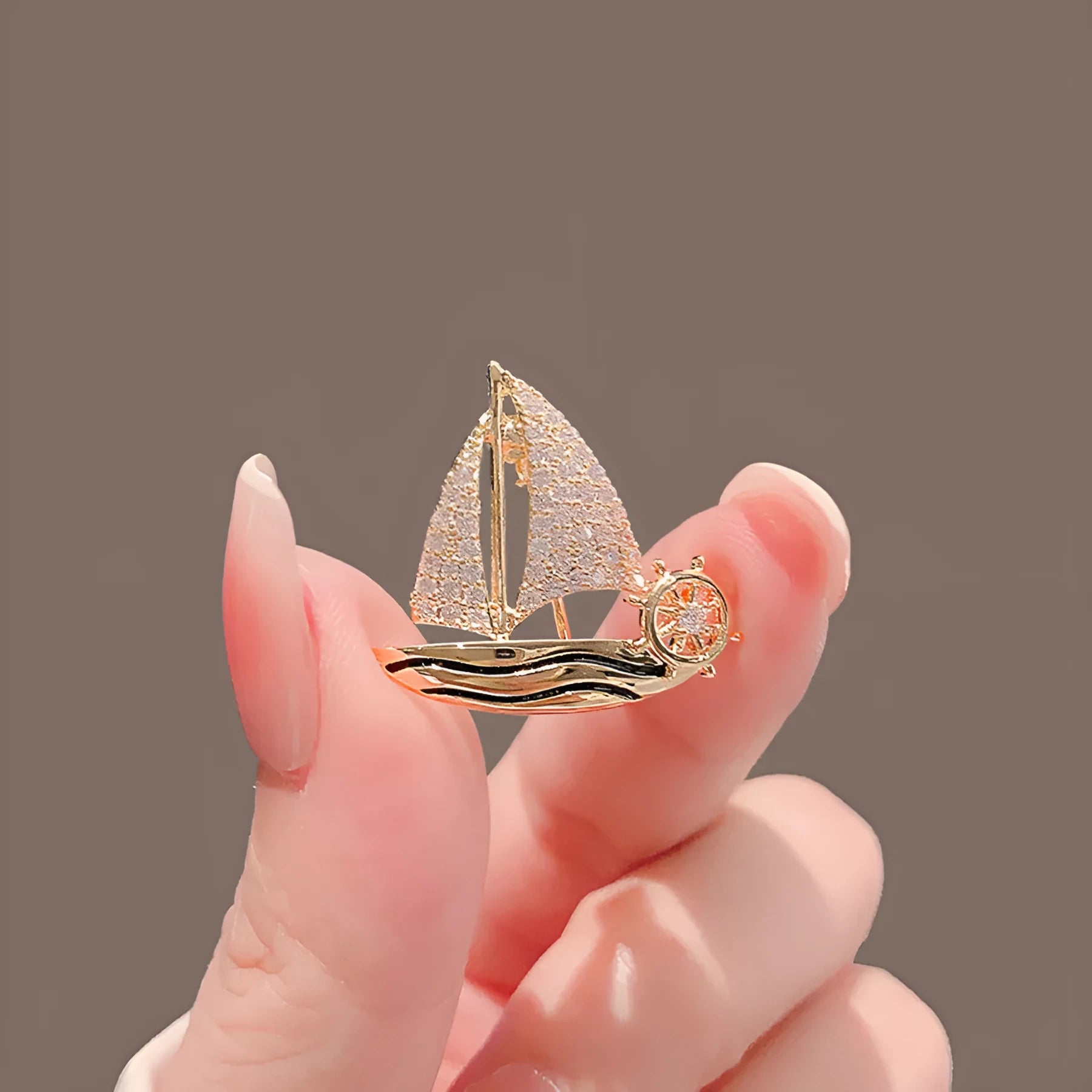Women's alloy sailboat brooch pin in No 398 sailboat colour, anti-exposure adjustable design
