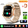 Black Android smart watch for women with titanium alloy case on a leather strap, showing GPS and call functions.