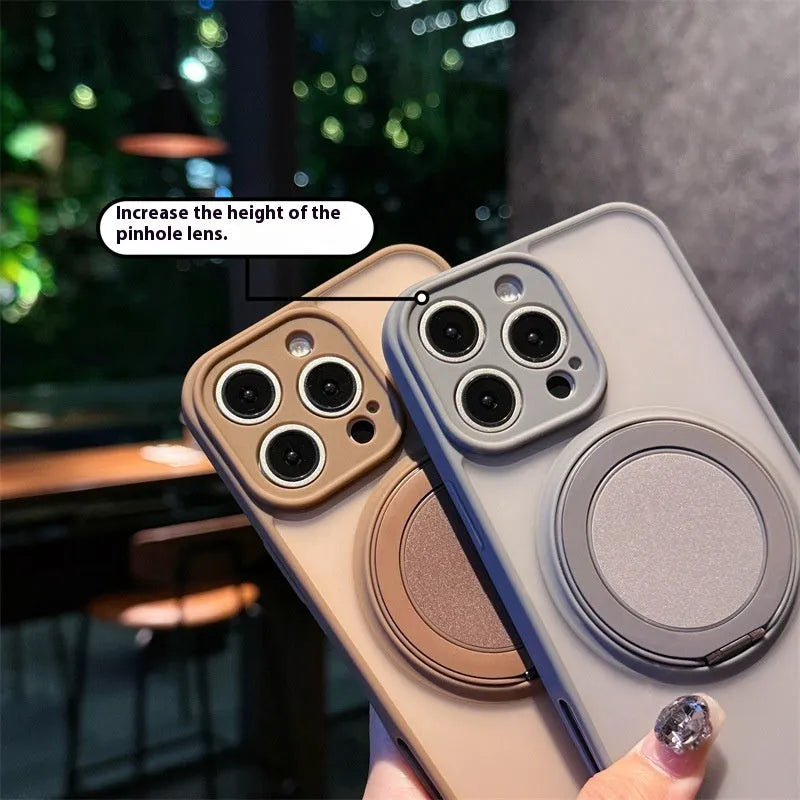 Magnetic rotating bracket frosted phone case for iPhone 17 in multiple colour options