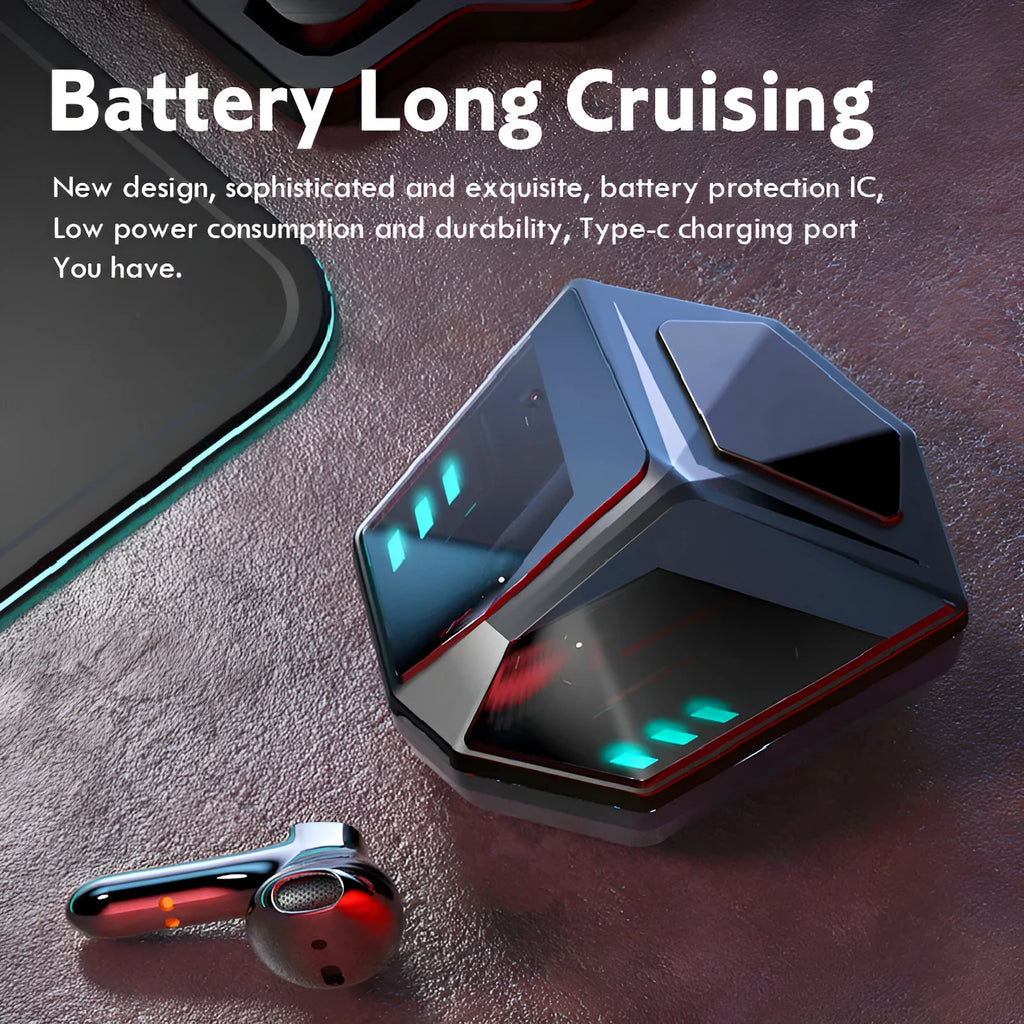 M59 style wireless Bluetooth gaming headset with noise reduction on a solid colour background.