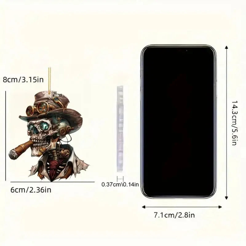 Acrylic flat Halloween decoration car rearview mirror pendant with cartoon design