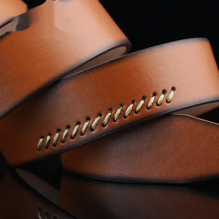 Men's retro pattern pin buckle belt in imitation leather with alloy buckle