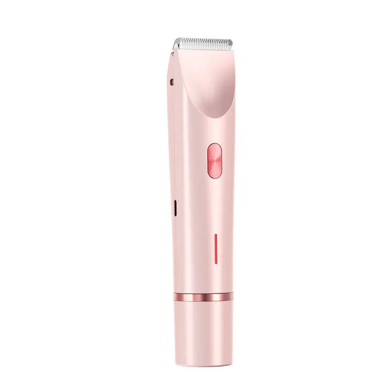 Pink women's electric hair remover with double head design for body grooming