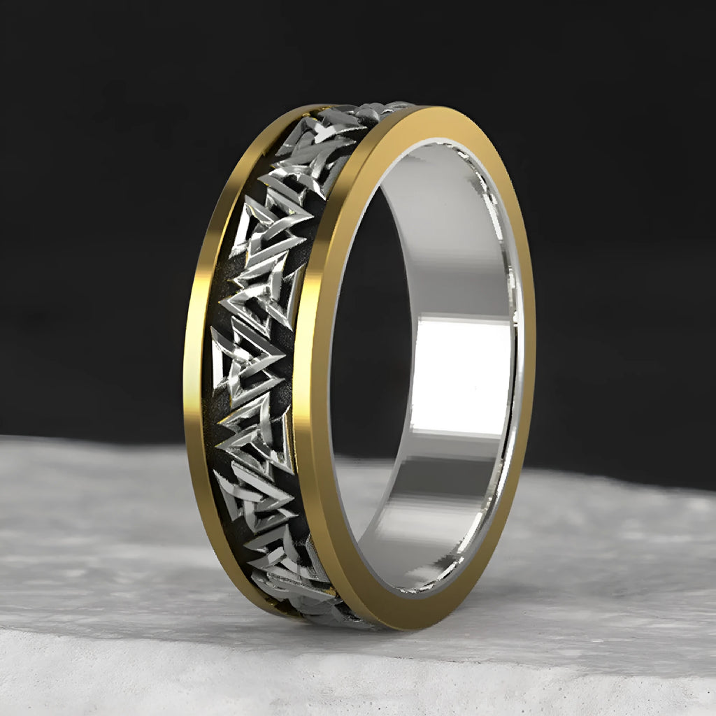925 silver Viking knot ring for men with bronze finish, geometric design, US size 8