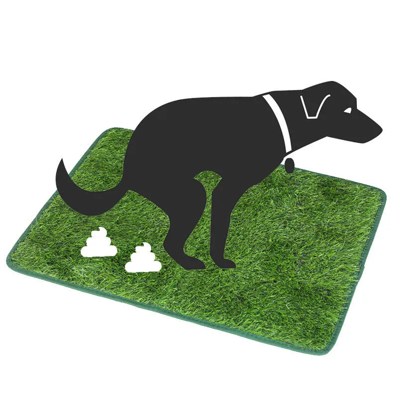Artificial grass dog and cat toilet training mat in small, medium, and large washable sizes.