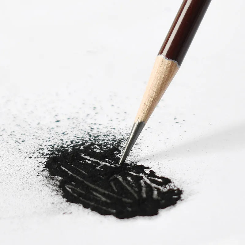 Charcoal pencil art set with multiple grades from 2H to EE including drawing charcoal and wire tools