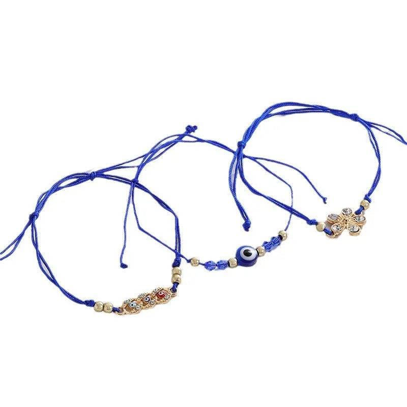 Diamond hand woven alloy wire adjustable combination bracelet set 3pc unisex butterfly design