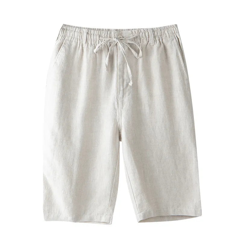 Men's linen loose-fit straight-leg beach capri trousers in multiple colour options
