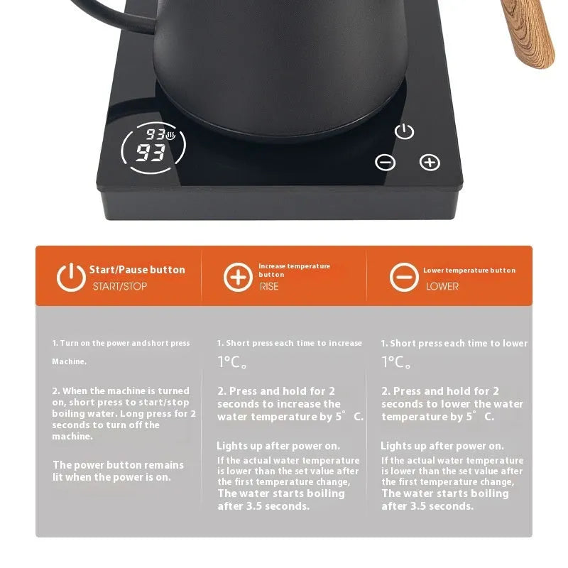 Intelligent temperature controlled electric kettle in cream white retro style for hand brewed coffee