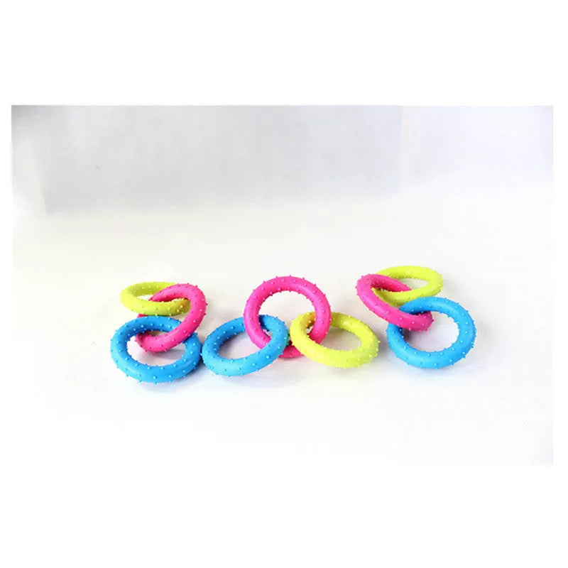 Three-chain rubber dog molar chew toy for aggressive chewers