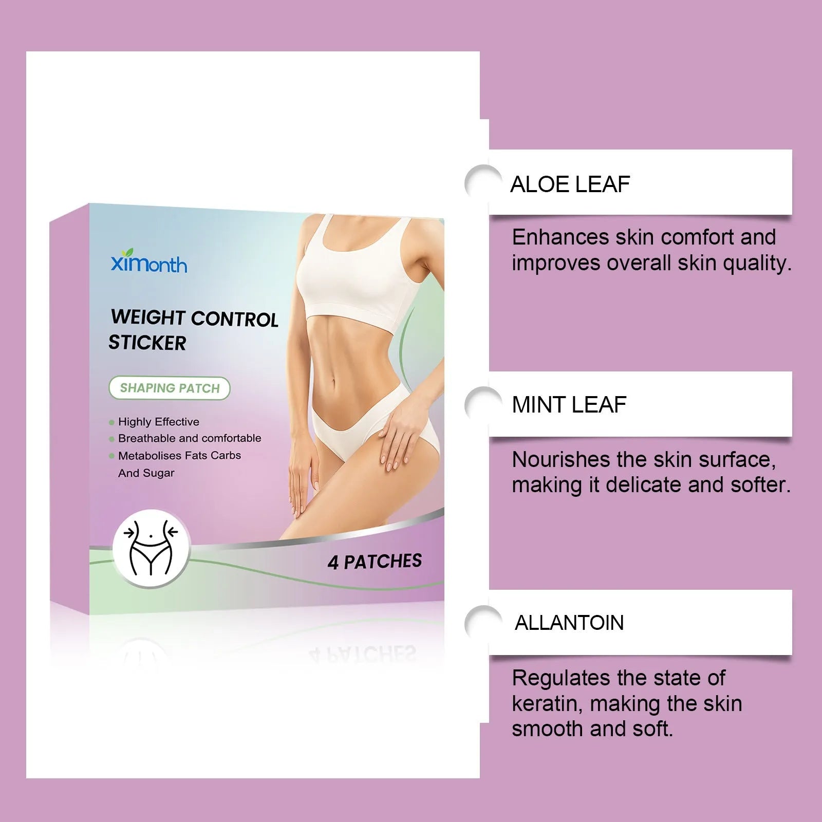 Pack of four clear hydrogel nursing bandages with aloe and mint on a blue background.