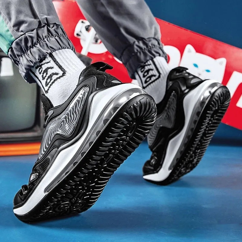 Men's summer air cushion casual sneakers in Space Black colour with rubber sole