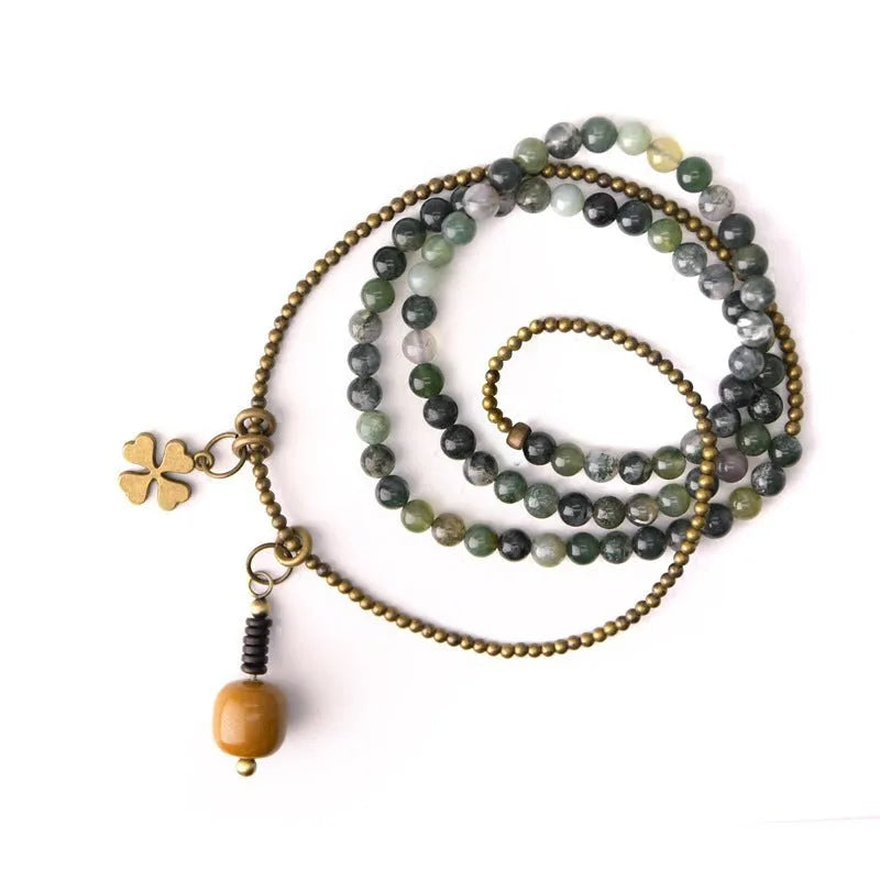Handcrafted multi-layered ethnic style bracelet for children made from natural crystal or semi-precious stone.