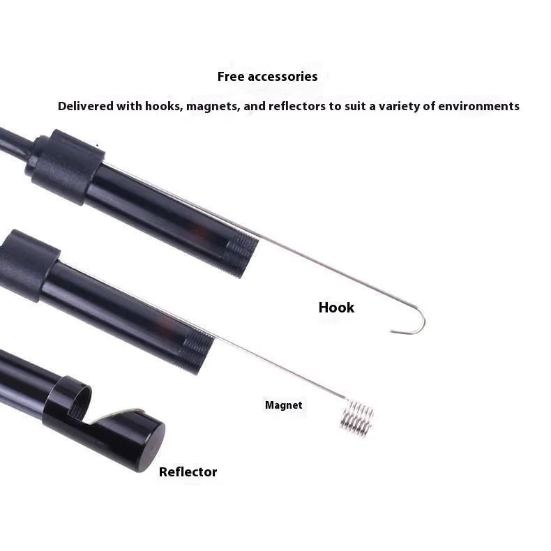1080p HD endoscope with 8mm probe and flexible or hard wire cable for Android and iPhone car repair inspection.