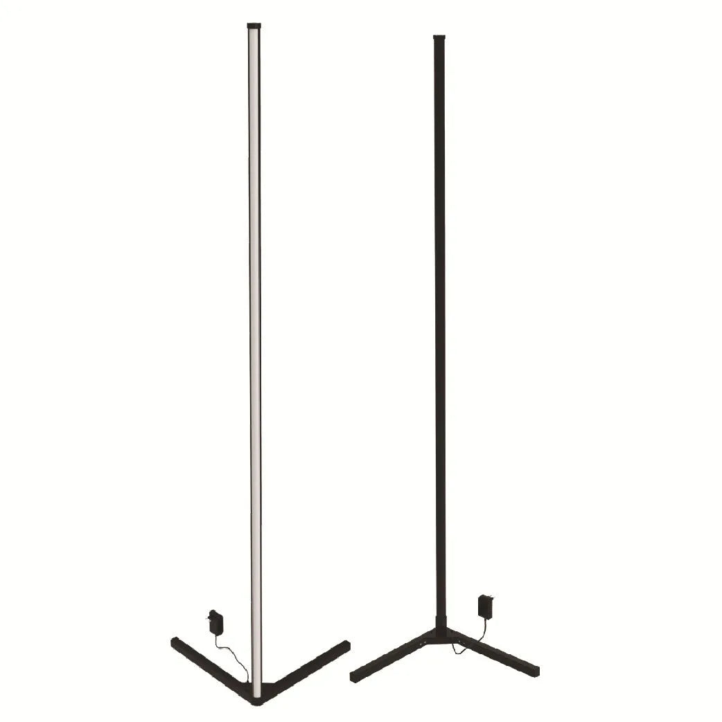 Black aluminium alloy smart RGB floor lamp with silicone shade and remote control