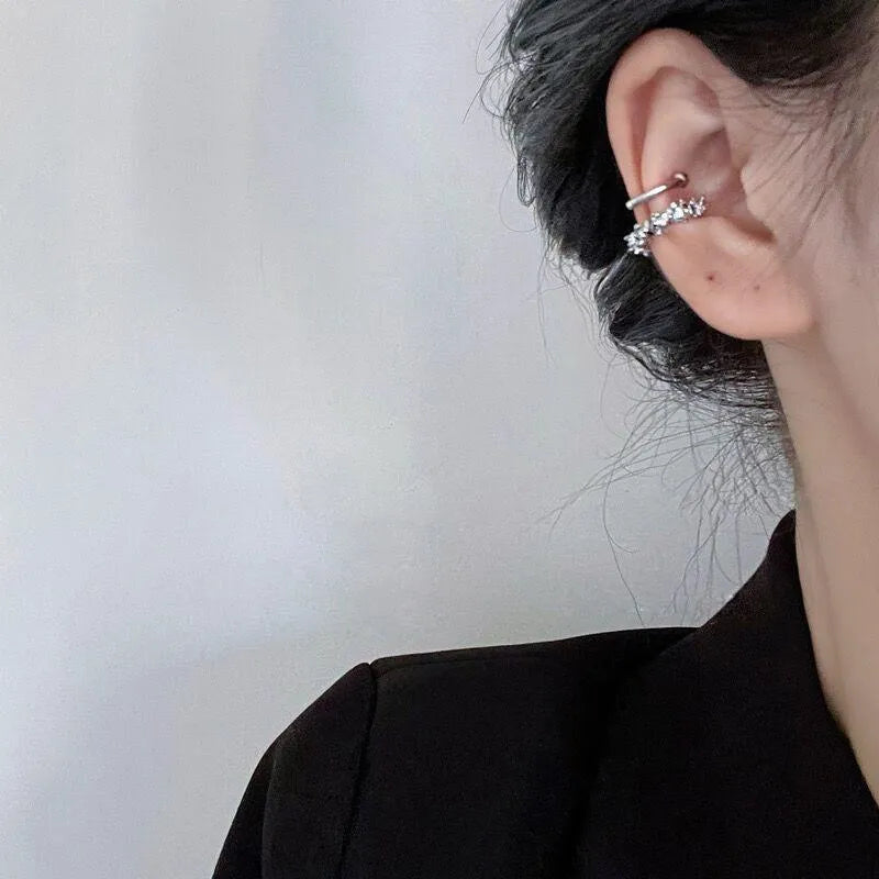Alloy geometric ear clip earrings with irregular shape and frosty metallic finish