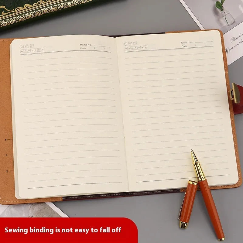 A5 password diary with lock, imitation leather cover, 80gsm wood-free paper, business office notebook
