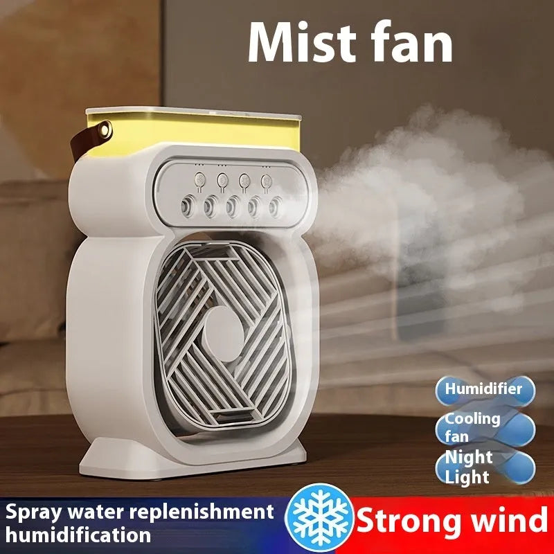 Black portable air conditioner evaporative cooler with LED lights and humidifier function