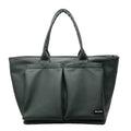 Lightweight expandable PU shoulder bag shown in solid green colour with ventilation panel