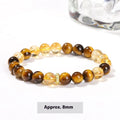 Natural yellow tiger stone and yellow crystal bracelet with 8mm beads and geometric design