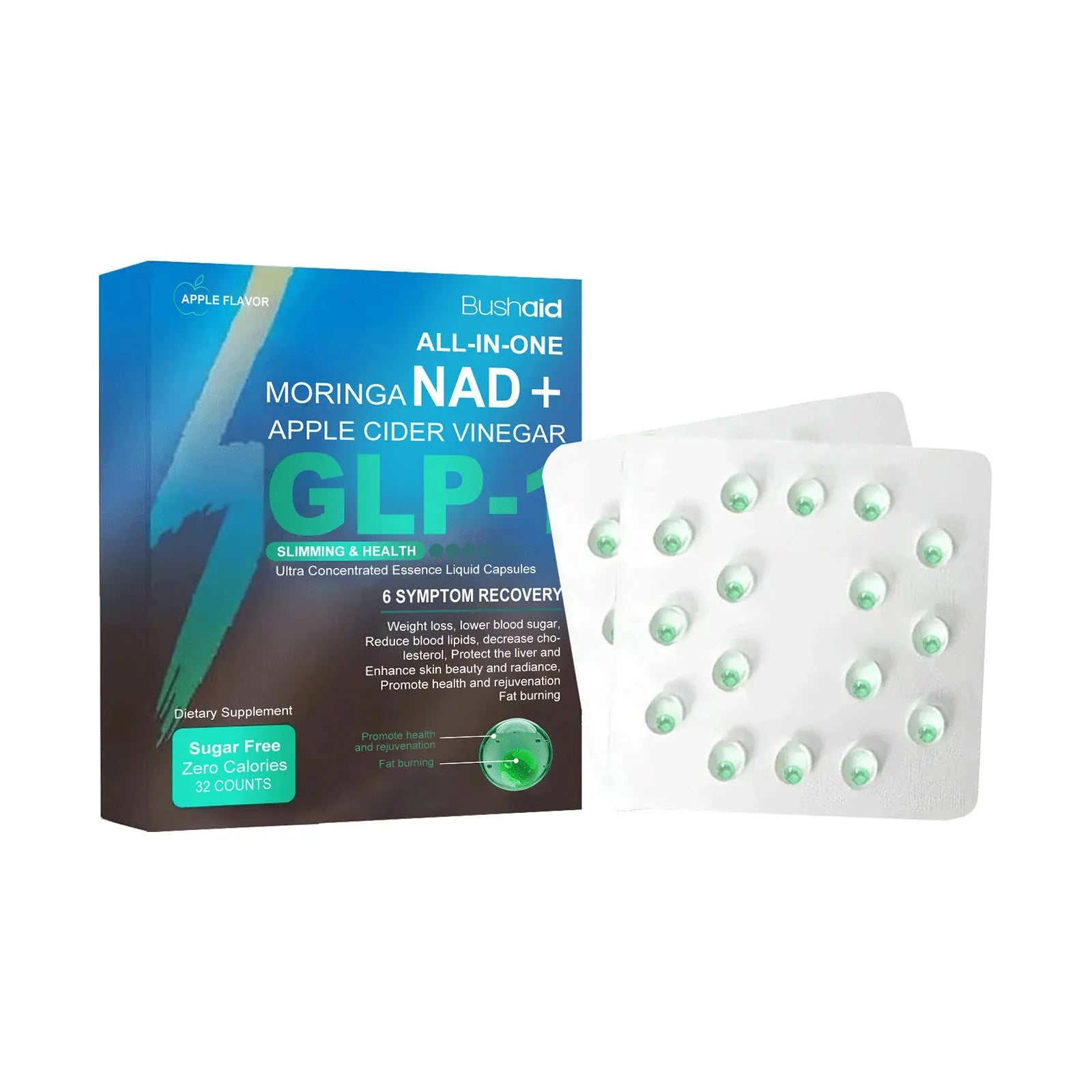 32-count probiotic burst beads for digestive health with Lactobacillus cultures in gelatin capsules