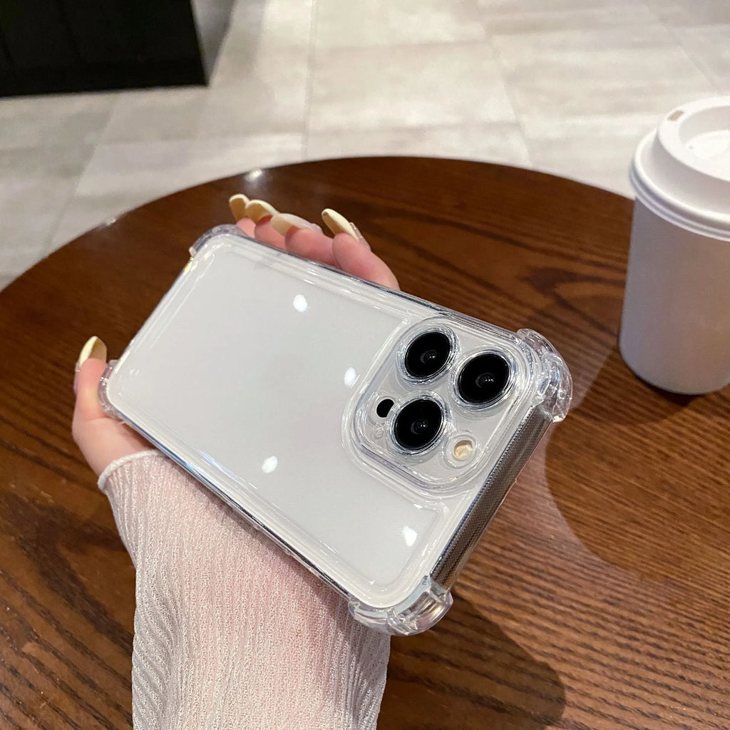 Transparent TPU mobile phone case with four-corner drop-resistant airbag for Apple iPhone