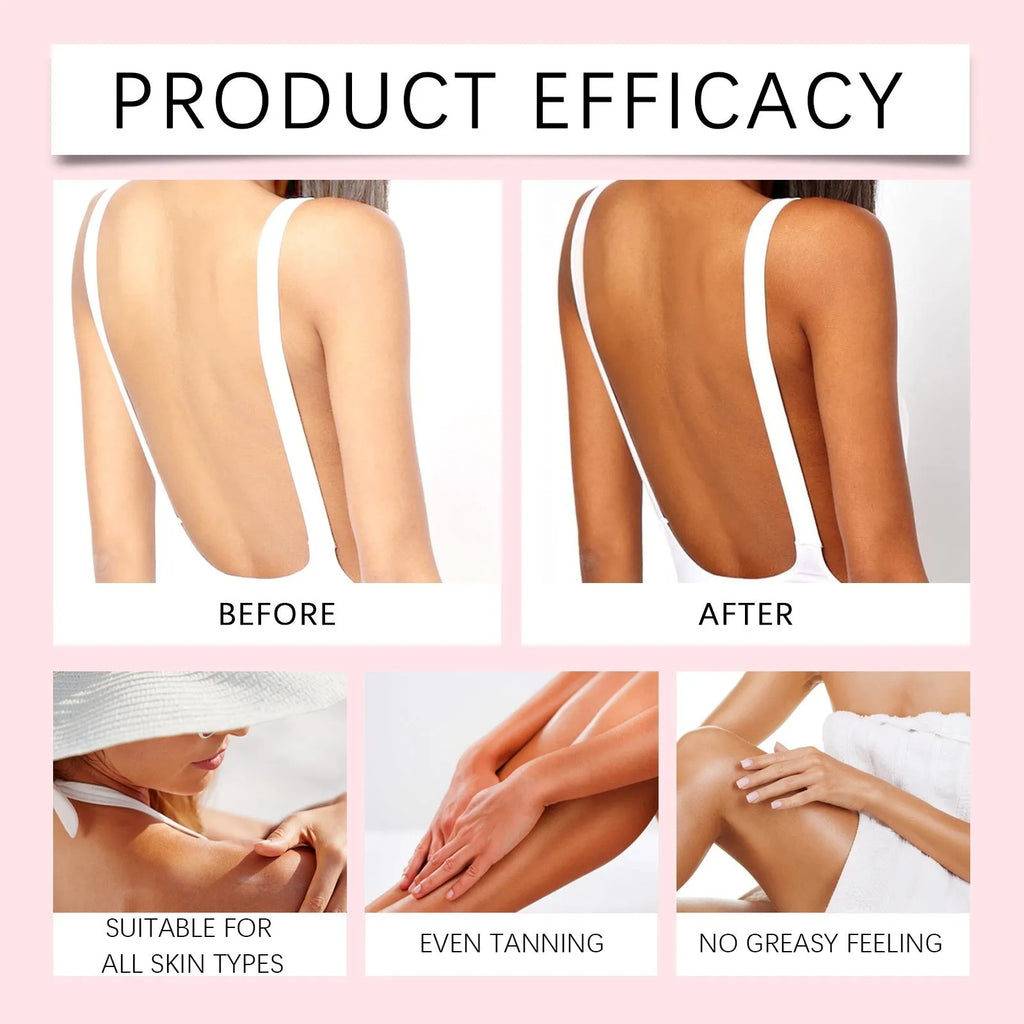 60ml tanning drops in white packaging with dropper for no-sunlight application