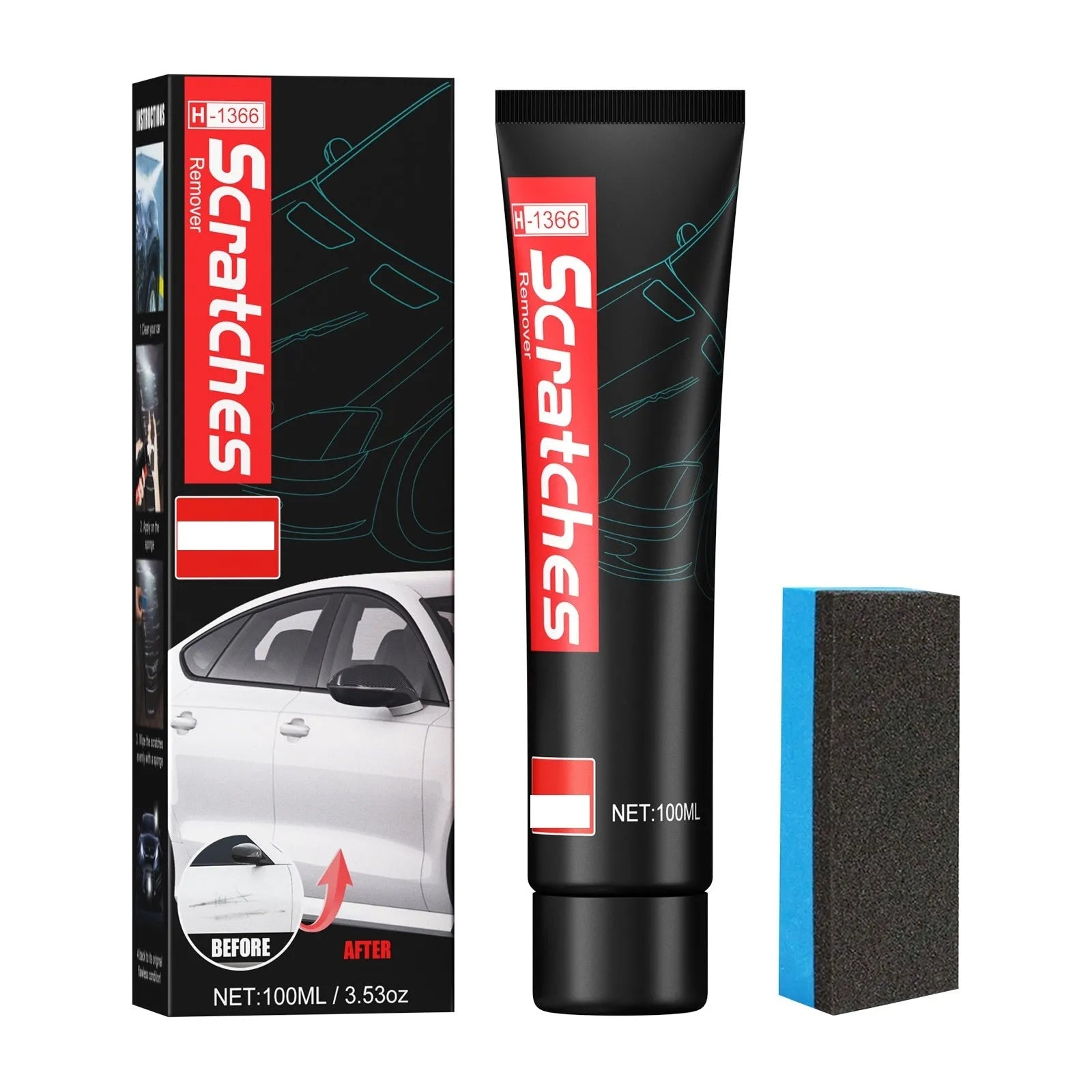 Automotive scratch repair cream tube for paint cleaning and scratch removal