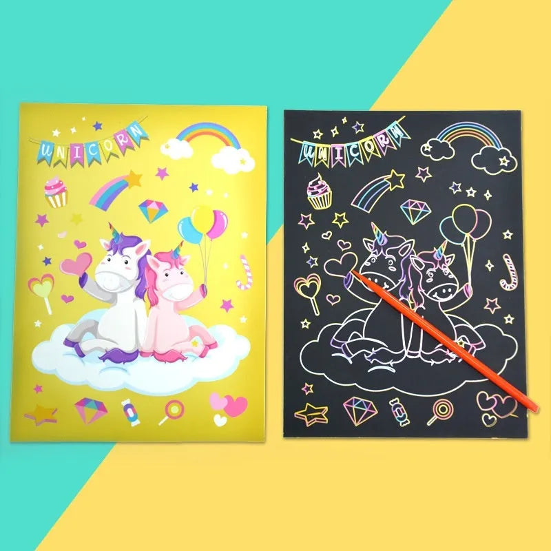 DIY graffiti supplies suit colourful scraping painting paper set for kids 140x190mm 81g