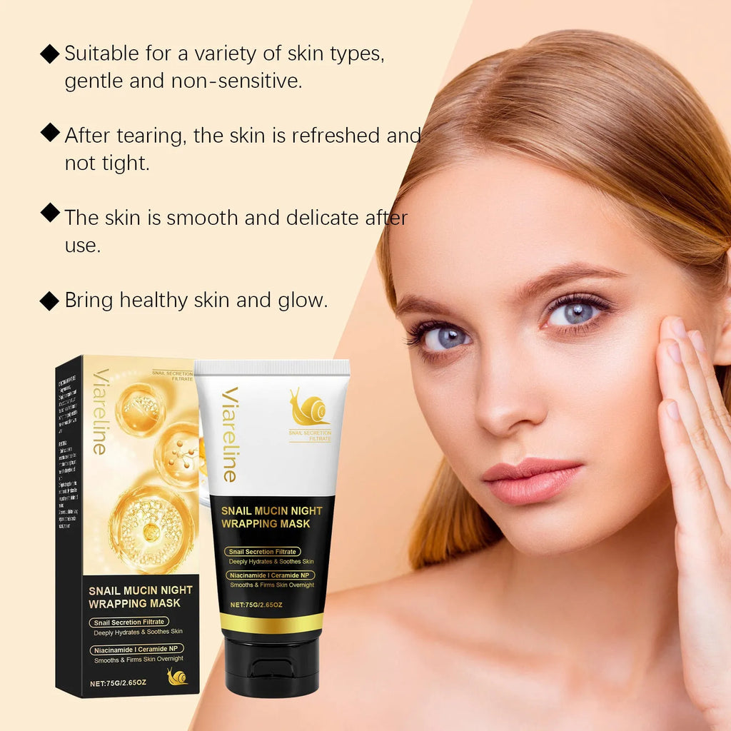 Snail mucus tearing facial mask 75g package with nourishing collagen formula