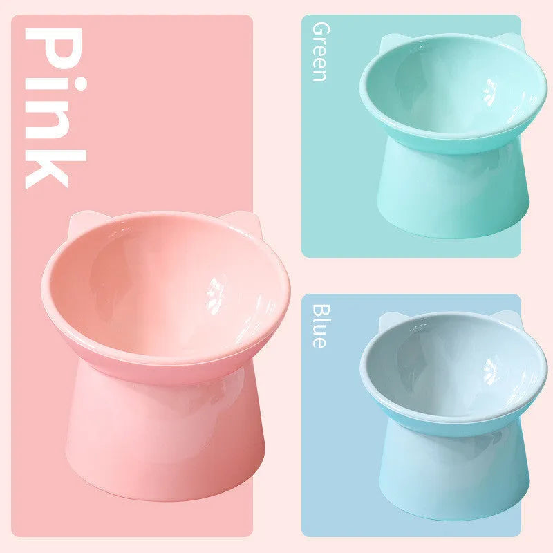 Nordic style oblique high bowl for cats in light green with smooth inner wall