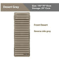 Single inflatable camping mattress in grey colour, shown expanded to its full size.