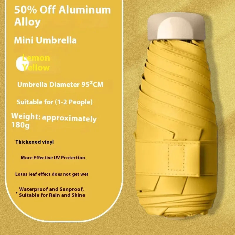 Five-fold manual umbrella with vinyl-laminated fabric in beige, black, blue, green, navy, pink, yellow or purple