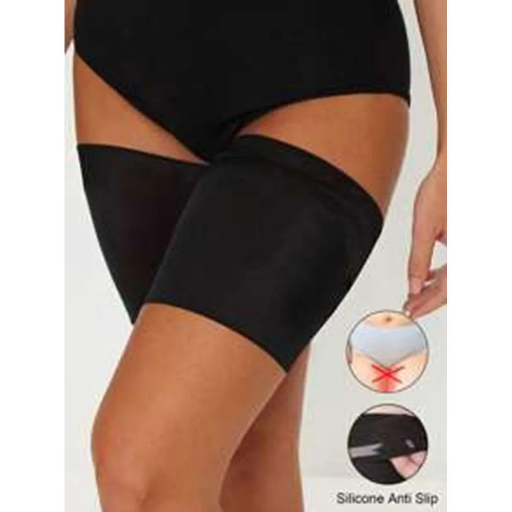 Women's black anti-friction silicone thigh strap with nylon elastic band, free size to 5XL