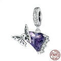 S925 silver skull butterfly bead DIY pendant part 23x14mm inlay finish on white background