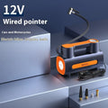 Car portable air pump with digital display and lighting, 120W wired tire inflator with four nozzles