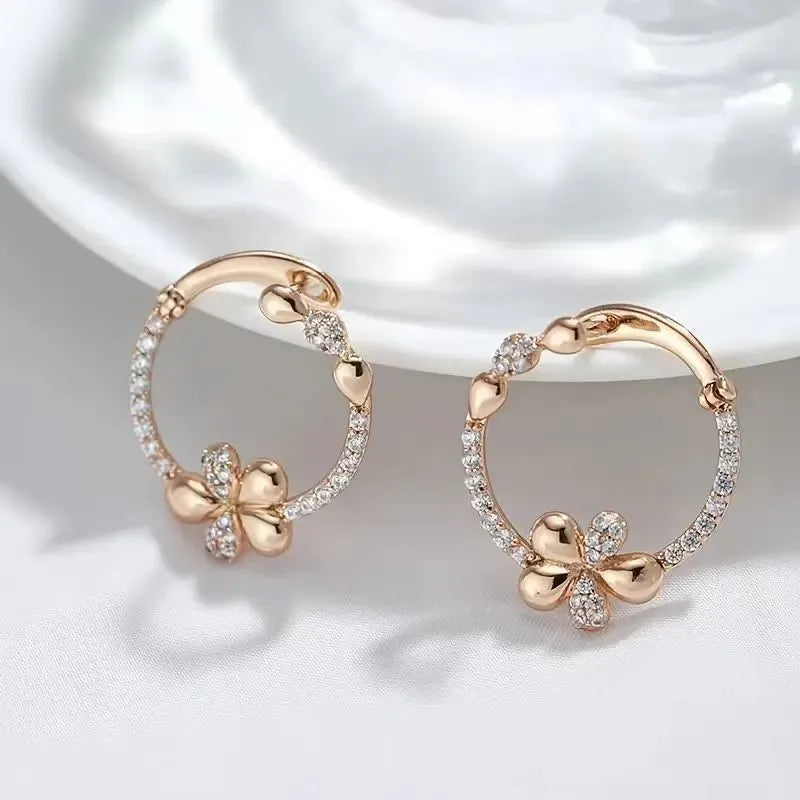 Copper round ring earrings with electroplated finish in colour EK13286-FD-01