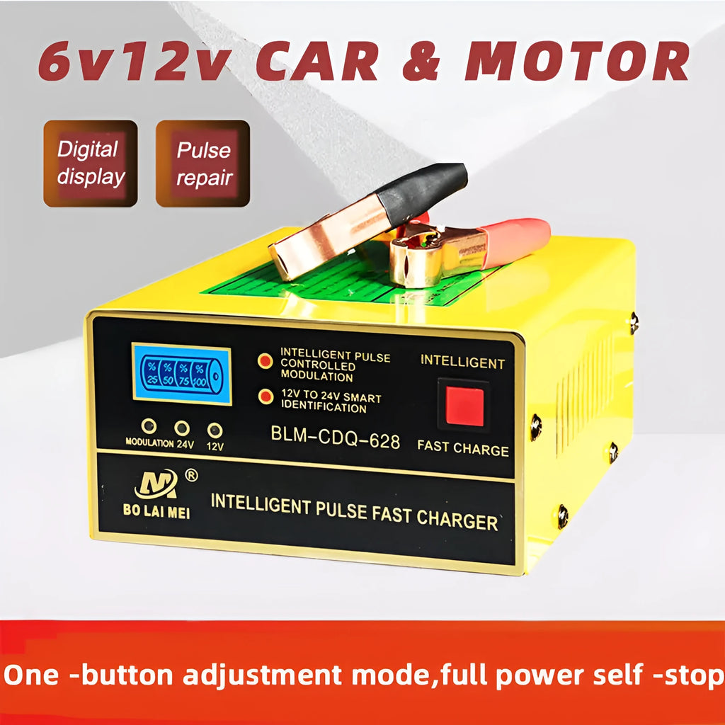 BT 168 model 12V and 24V car battery charger with American plug for lead acid batteries