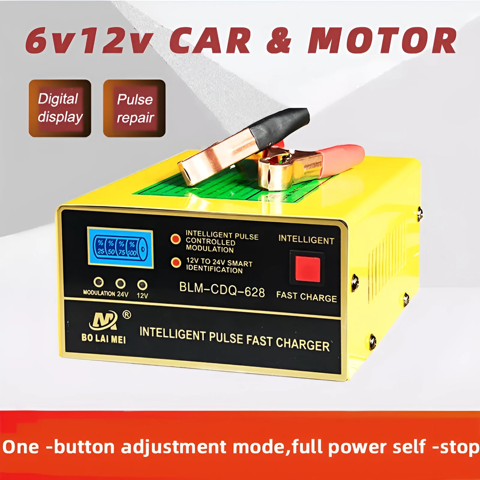 BT 168 model 12V and 24V car battery charger with American plug for lead acid batteries