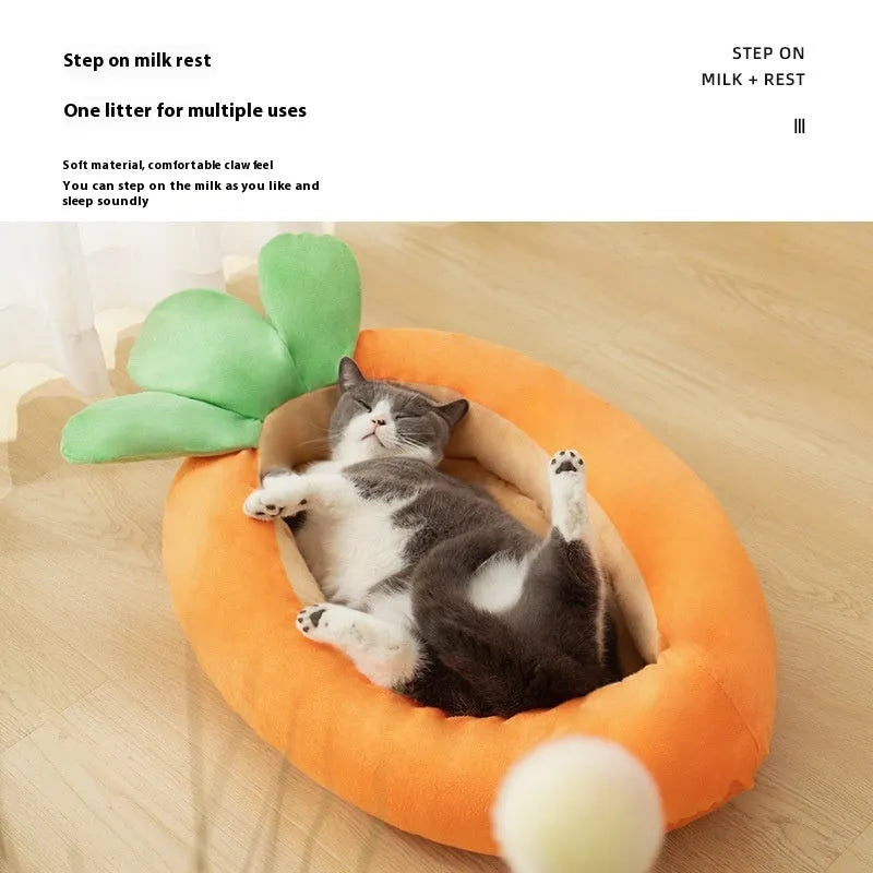 Carrot cartoon double-sided removable washable cat litter carpet in cloth material
