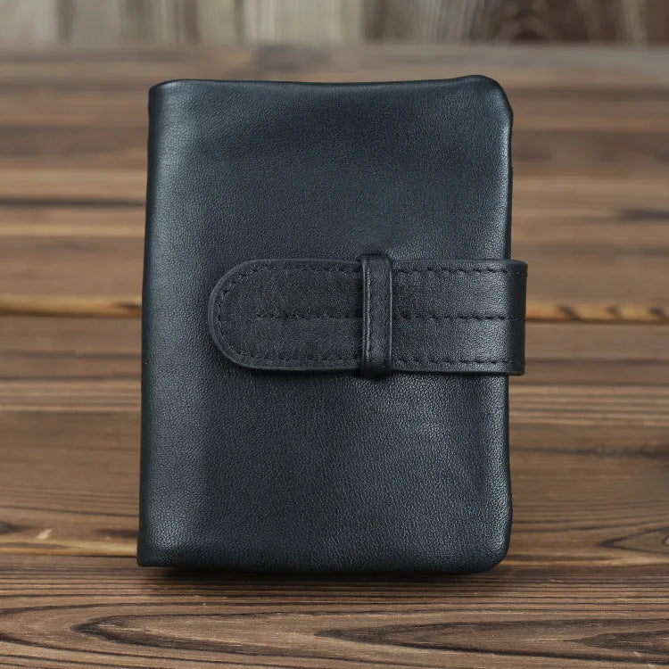 Genuine leather women's wallet with multiple card slots in brown colour showing sewing thread detailing
