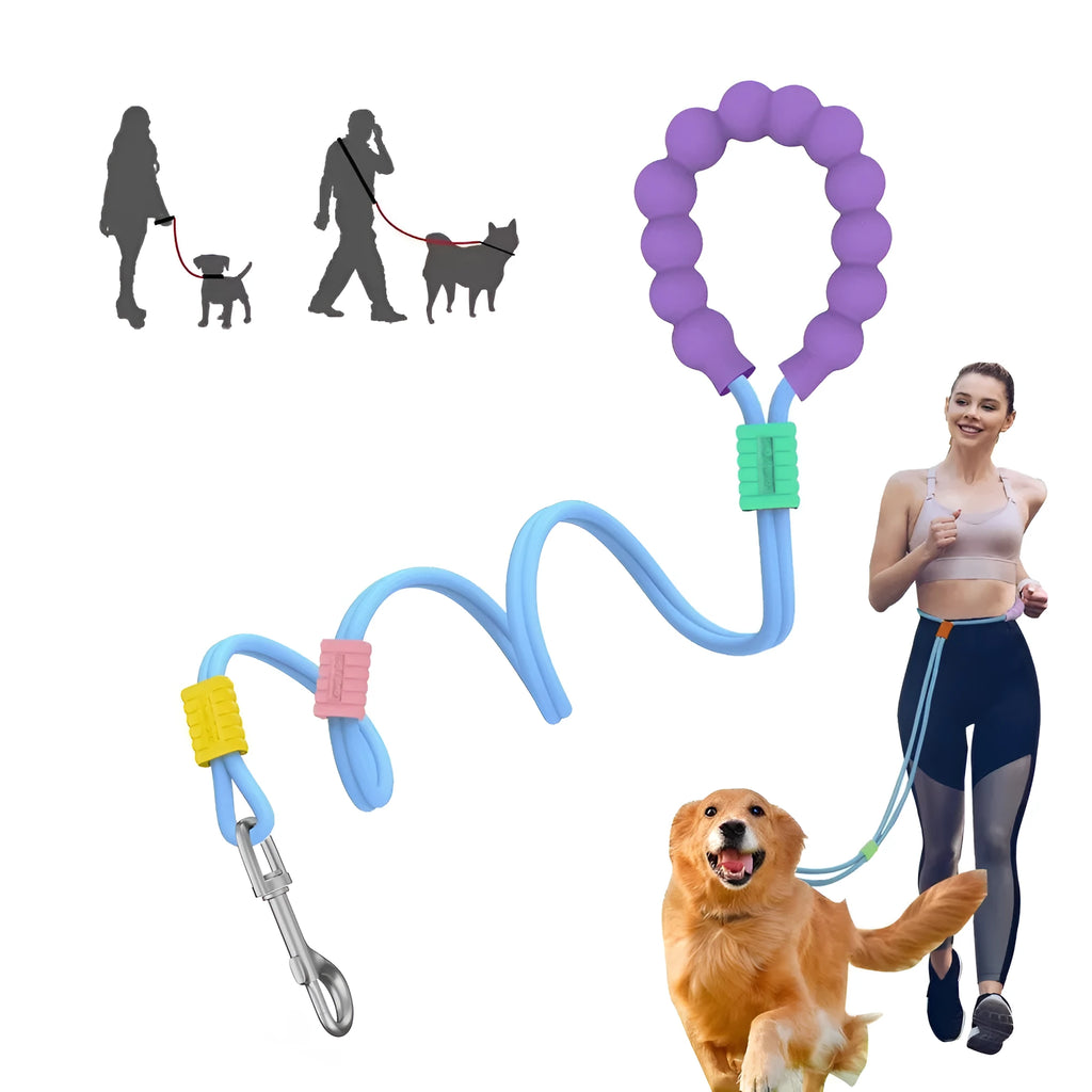 Dog traction leash with foam handle showing 140cm nylon rope in available colours