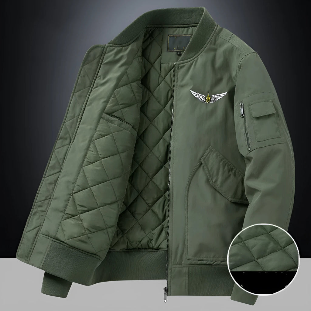 Men's fashion casual brushed jacket with baseball collar in Army Green, sizes M to 4XL