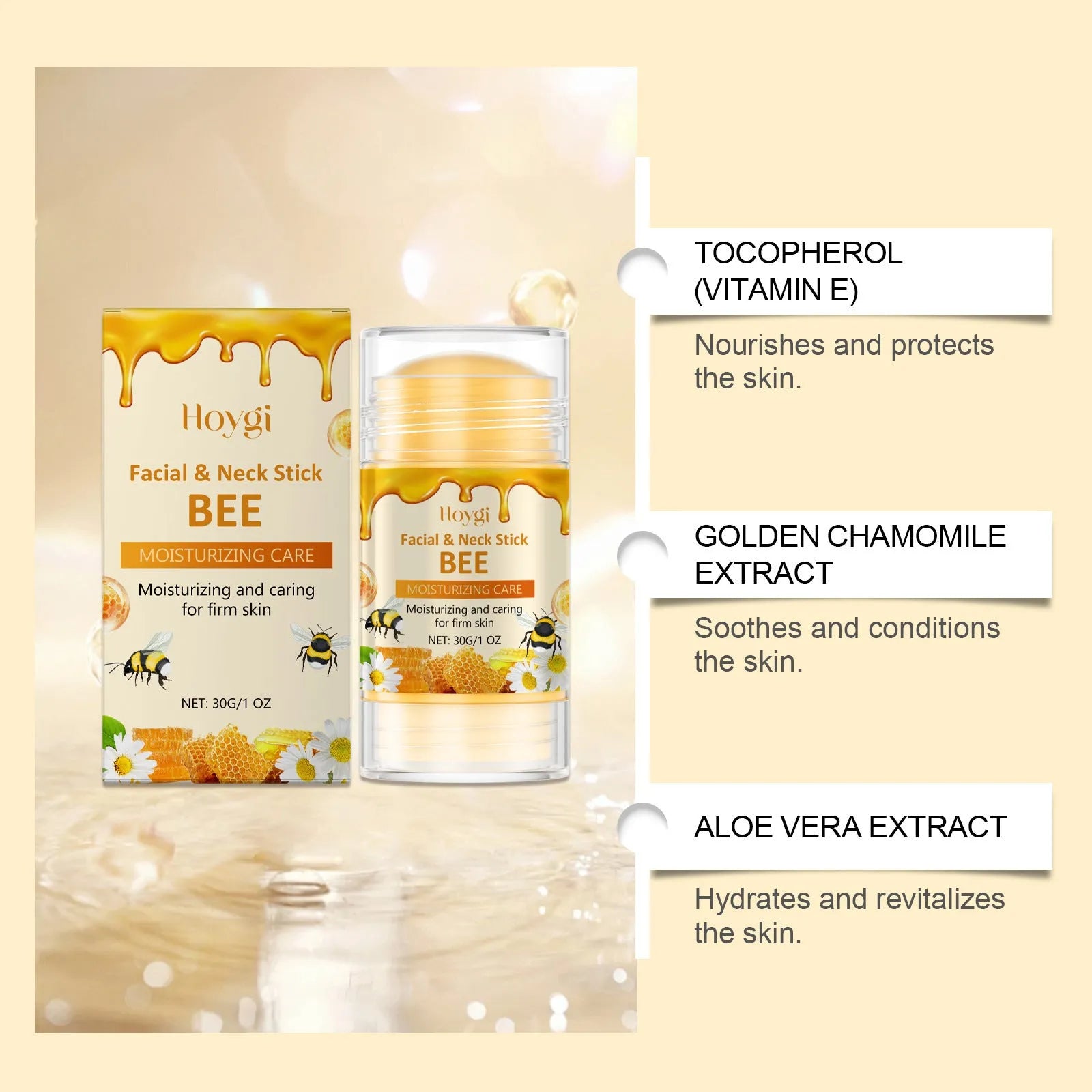 30g essence stick for moisturising facial skin with vitamin E and natural extracts