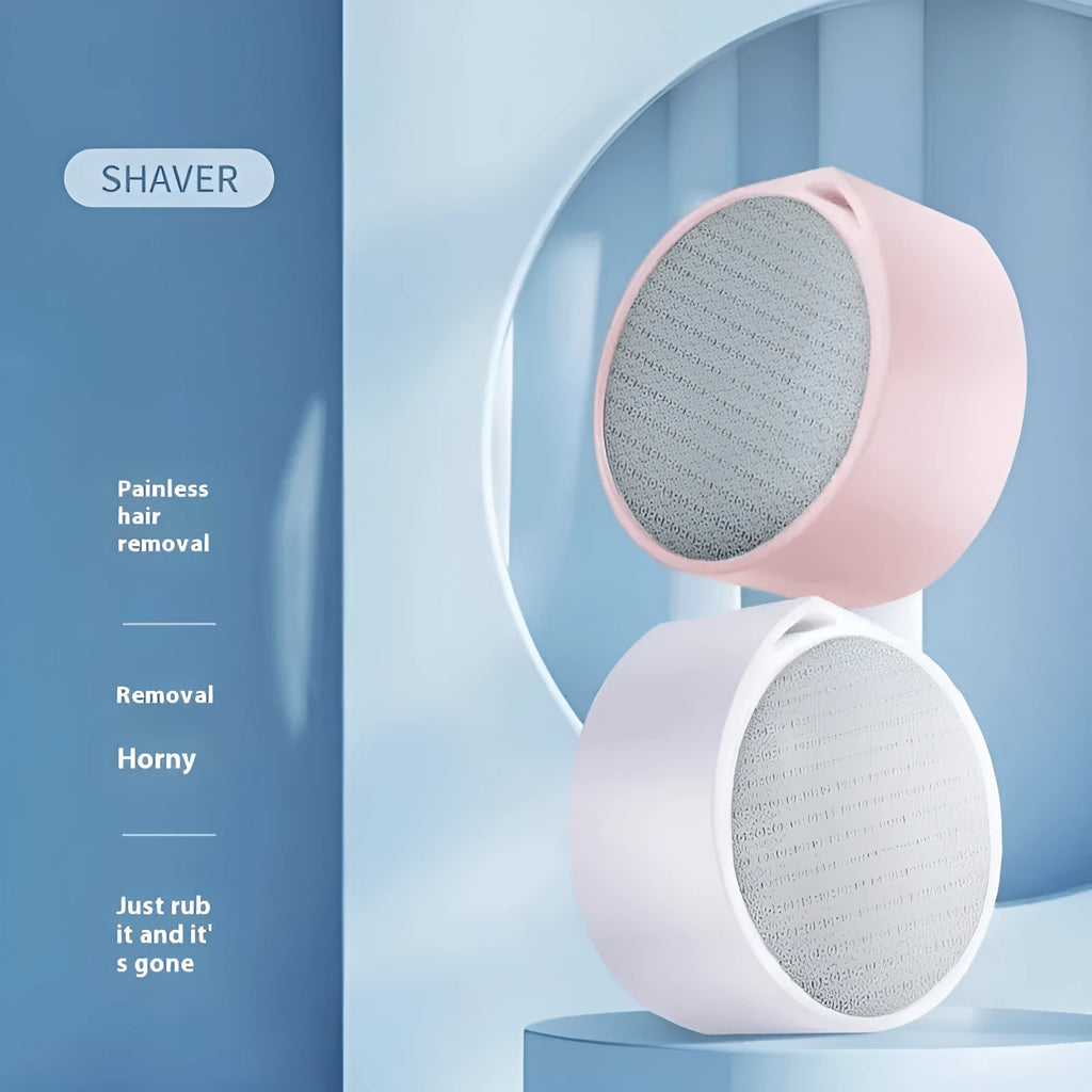 Nano glass epilator and foot grinder 2-in-1 handheld hair removal device in plastic body.